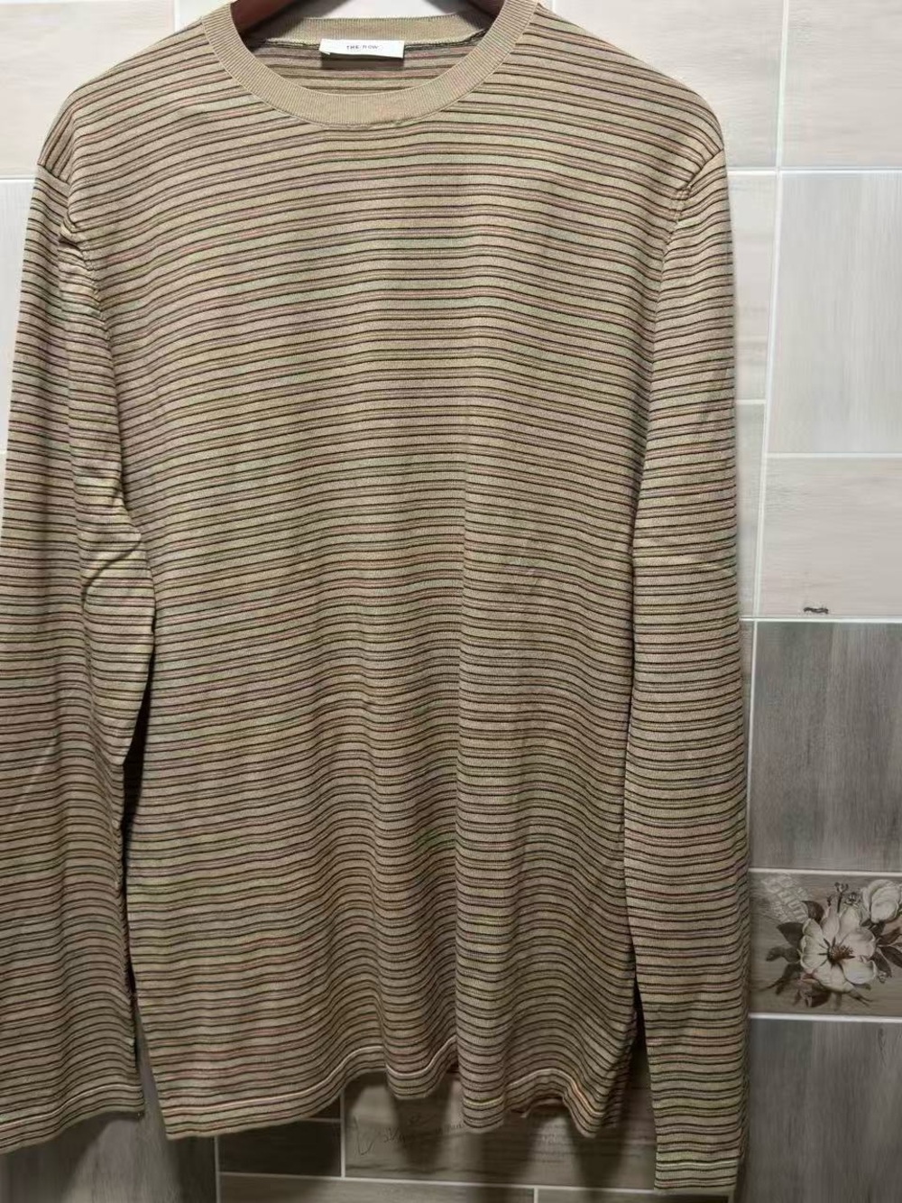 The Row Beige Striped Long-Sleeve Tee
